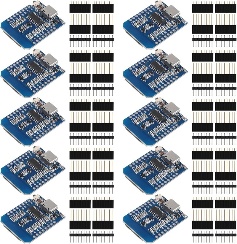 ACEIRMC Type-C ESP8266 ESP-12 ESP-12F NodeMcu Mini D1 Module WeMos Lua 4M Bytes WLAN WiFi Internet Development Board Base on ESP8266 ESP-12F for Arduino,Compatible with WeMos D1 Mini (10pcs Type-C) - Image 1